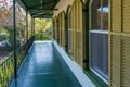 Porch of wooden house in spanish colonial style with a porch. Wooden district of Key West, Florida.