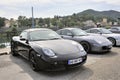 Porsche sports car rally on a parking Royalty Free Stock Photo