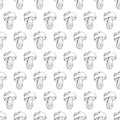 Porcini mushroom hand drawn vector seamless pattern. Sketch food drawing isolated on white background. Organic vegetarian product Royalty Free Stock Photo