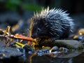 Porcupine grooms with toy comb Nikon photo