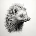 Minimalist Porcupine Head Silhouette Drawing