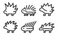 Porcupine icons set, outline style