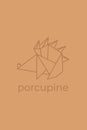 porcupine origami. Abstract line art porcupine logo design. Animal origami. Animal line art. Pet shop outline illustration. Vector