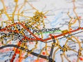Pordenone city over a road map ITALY Royalty Free Stock Photo