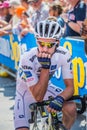 Pordenone, Italy May 27, 2017: Professional cyclist Adam Yates Orica Team, in white jersey, in first line Royalty Free Stock Photo