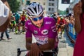 Pordenone, Italy May 27, 2017: Professional cyclist Fernando Gaviria Quick Step Team, in purple jersey, in first line.