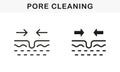Pore Cleansing Line and Silhouette Icon Set. Facial Skin Care Cleaning Pictogram. Pore Narrowing. Process of Narrow Pore Royalty Free Stock Photo