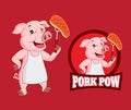 Cute pig logo mascot cartoon character illustratio Royalty Free Stock Photo