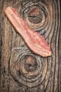 Pork Bacon Rasher On Old Weathered Cracked Wooden Garden Table