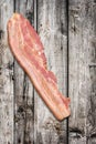 Pork Bacon Rasher Set On Old Weathered Cracked Wooden Garden Table