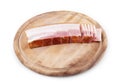Pork bacon in vacuum packing isolated on white background Royalty Free Stock Photo