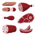Pork, beef, chicken, sausages and salami sausages, grocery meat