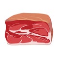 Pork, beef ham, gammon icon in flat style, fresh meat.