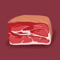 Pork, beef ham, gammon icon in flat style, fresh meat. Royalty Free Stock Photo