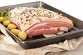 Pork bellt on sheet pan. Royalty Free Stock Photo