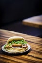Pork belly bun pao traditional chinese snack sandwich food Royalty Free Stock Photo