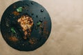 Pork bone steak on a wooden background with honey. Board slate. kenza, pepper Royalty Free Stock Photo