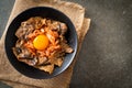 Pork bulgogi rice bowl with kimchi and Korean pickled egg Royalty Free Stock Photo