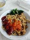 Pork and chicken mushroom noodle