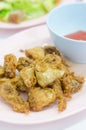 Pork chitterlings fried Royalty Free Stock Photo