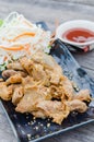 Pork chitterlings fried Royalty Free Stock Photo