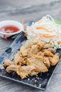 Pork chitterlings fried Royalty Free Stock Photo