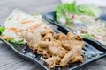 Pork chitterlings fried Royalty Free Stock Photo