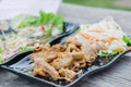 Pork chitterlings fried Royalty Free Stock Photo