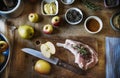 Pork chop with apples food photography recipe idea