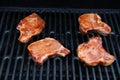 Grilled pork chop with marinade closeup