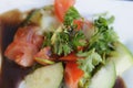 Pork chop,Parsley bowl and vegetables Royalty Free Stock Photo