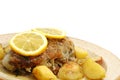 Pork cooked with oven potatoes Royalty Free Stock Photo