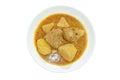 pork curry with slice potato and pineapple or mussaman on plate Royalty Free Stock Photo