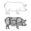 Pork cuts diagram Royalty Free Stock Photo