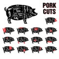 Pork Cuts Vector Template Set