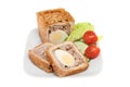 Pork and egg pie with salad Royalty Free Stock Photo