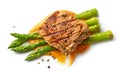 pork fillet steak and fried asparagus