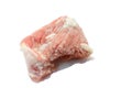 Frozen piece of meat on a white background.