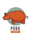 Pork fresh meat promotional logotype with domestic pig