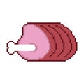 Pork ham pixel art. Bone meat 8 bit Royalty Free Stock Photo