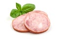 Pork ham slices isolated on white background Royalty Free Stock Photo