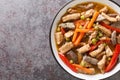 Pork Igado is an Ilocano stew made of strips of liver and pork tenderloin braised in a tangy and savory soy sauce closeup in the Royalty Free Stock Photo