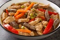 Pork Igado is an Ilocano stew made of strips of liver and pork tenderloin braised in a tangy and savory soy sauce closeup in the Royalty Free Stock Photo