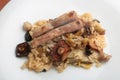 pork jowl and muschrooms spanish rice