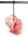 Fine Meat - Pork Knuckle - Hanging on a Meat Hook isolated on white Background Royalty Free Stock Photo