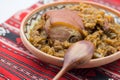 Pork knuckle with stew cabbage on a plate Royalty Free Stock Photo