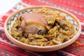 Pork knuckle with stew cabbage on a plate Royalty Free Stock Photo