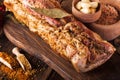 Pork knuckle on a wooden background. Preparation Royalty Free Stock Photo