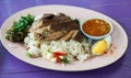 Pork Leg Stew over Rice Closeup Royalty Free Stock Photo