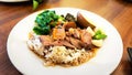 Thai Food : Stewed pork leg on rice Royalty Free Stock Photo